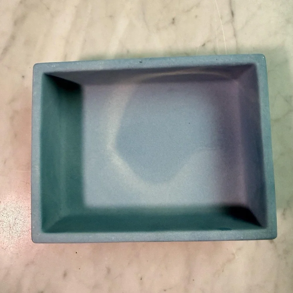 VTG 80s Genuine Incolay Stone Unicorn Mother Baby Trinket Box Powder Blue White